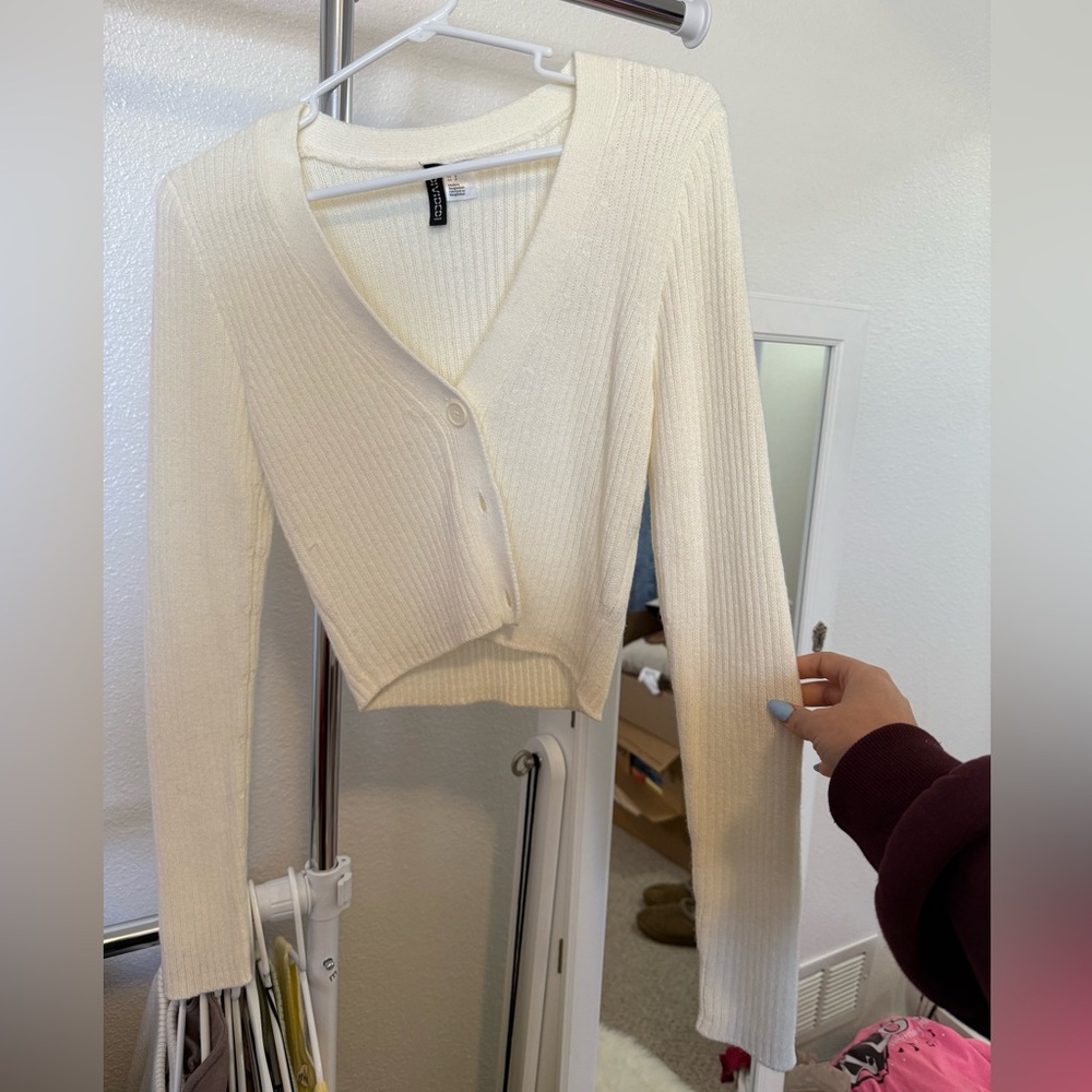 H&M Cream Ribbed Cardigan